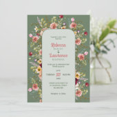 Chic Blumenwiesen Einladung zur Hochzeit (Stehend Vorderseite)