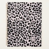 Chic Blush and Black Animal Print with Monogram Planer (Vorderseite)