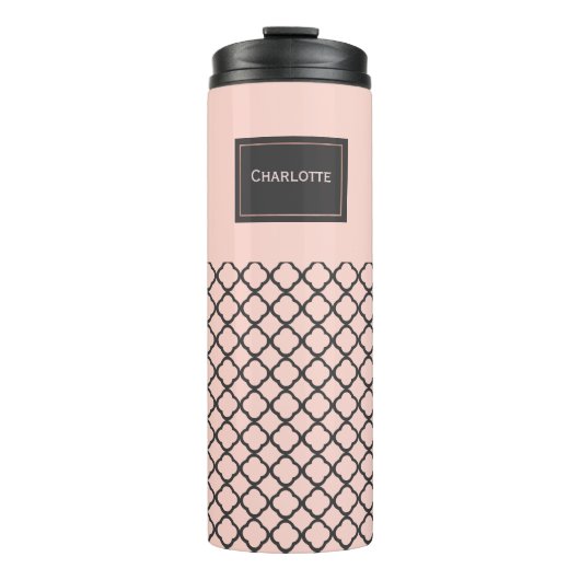 Chic Blush and Black Pattern Thermal Tumbler Thermosbecher (Vorderseite)