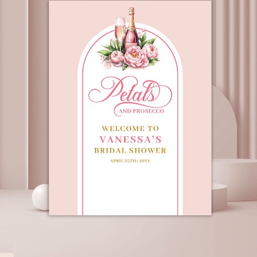 Chic blush and gold bridal shower custom banner wandteppich