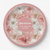 Chic blush and gold floral 50th birthday plate pappteller (Vorderseite)
