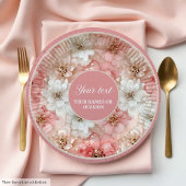 Chic blush and gold floral 50th birthday plate pappteller