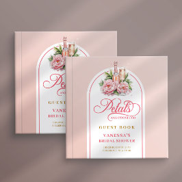 Chic blush and gold petals prosecco guest album gästebuch