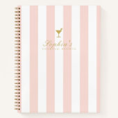 Chic Blush and Gold Strip Blank Cocktail Rezept Notizblock (Vorderseite)