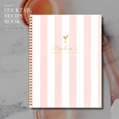 Chic Blush and Gold Strip Blank Cocktail Rezept Notizblock