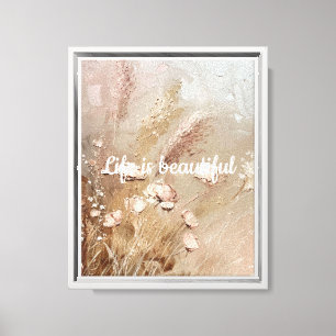 Chic Blush Beige Boho Floral Leinwanddruck