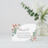 Chic Blush Bloral Eukalyptus Hochzeit wünschen gut Begleitkarte (Stehend Vorderseite)