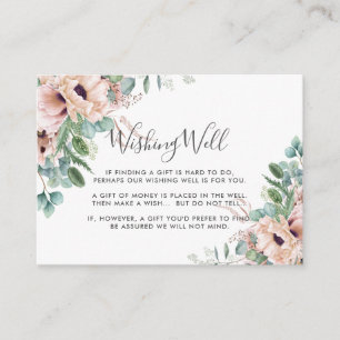 Chic Blush Bloral Eukalyptus Hochzeit wünschen gut Begleitkarte