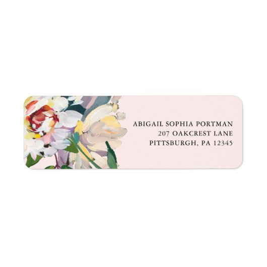 Chic Blush Blues Bouquet Wedding Mailing Label (Vorne)