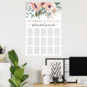 Chic Blush Blues Hochzeitstabelle Poster (Heimbüro)