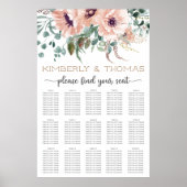 Chic Blush Blues Hochzeitstabelle Poster (Vorne)