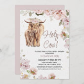 Chic Blush Blues Kuh und Calf Baby Dusche Einladung (Vorne/Hinten)