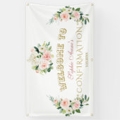 Chic Blush Blume Girl Confirmation Begrüßungszeich Banner (Vertikal)