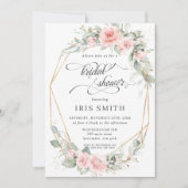 Chic Blush Blumengrün Brautparty Geometric Einladung (Vorderseite)
