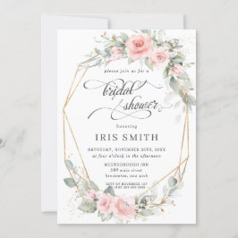 Chic Blush Blumengrün Brautparty Geometric Einladung