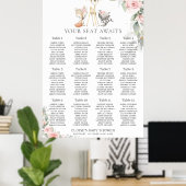Chic Blush Blumengrün Sitzplan Poster (Heimbüro)