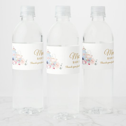 Chic Blush Blumenstrauß Party Girl Babydusche Wasserflaschenetikett (Flaschen)