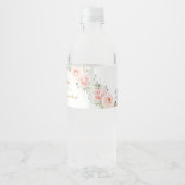 Chic Blush Blumenstrauß Party Girl Babydusche Wasserflaschenetikett (Rückseite)