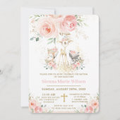 Chic Blush Blumenwald Taufe Christening Einladung (Vorderseite)