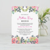 Chic Blush Botanical Floral Mother Day Brunch Einladung (Stehend Vorderseite)