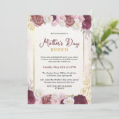Chic Blush Botanical Floral Mother Day Brunch Einladung (Stehend Vorderseite)