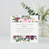 CHIC BLUSH BURGUNDDY FLORAL BUNCH BRAUTPARTY EINLADUNG (Stehend Vorderseite)