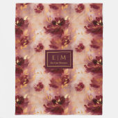Chic Blush Burgundi Gold Watercolor Boho Custom Fleecedecke (Vorderseite)