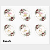 Chic Blush Burgundy 80. Geburtstag Aufkleber (Blatt)