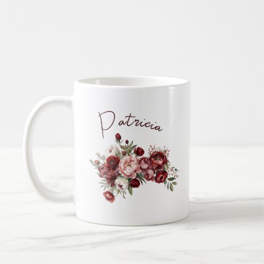Chic Blush Burgundy Blume Kaffeetasse (Links)
