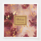 Chic Blush Burgundy Gold Floral Tuch Napkins Serviette (Vorderseite)