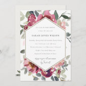 CHIC BLUSH BURGUNDY ROSE FLORAL BABY SHOWITE EINLA DANKESKARTE (Vorne/Hinten)