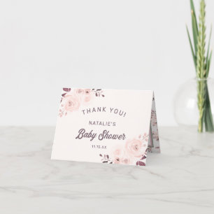 Chic Blush & Cream Floral Baby Dusche Vielen Dank
