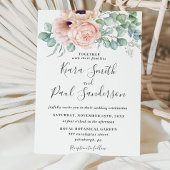 Chic Blush Dusty Pink Floral Eukalyptus Wedding Einladung