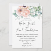 Chic Blush Dusty Pink Floral Eukalyptus Wedding Einladung (Vorderseite)