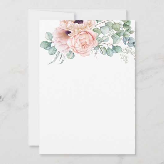 Chic Blush Dusty Pink Floral Eukalyptus Wedding Einladung (Rückseite)