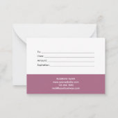 Chic Blush | Elegante Violet Geschenkgutschein Mitteilungskarte (Rückseite)