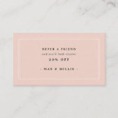 Chic Blush | Elegantes Rosa und Schwarz Empfehlungskarte (Vorderseite)