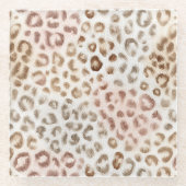 Chic Blush Elfenbein Leopard Glasuntersetzer (Vorderseite)