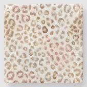 Chic Blush Elfenbein Leopard Steinuntersetzer (Vorderseite)