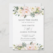 Chic Blush ElfenbeinblumenWedding Save the Date Ca Einladung (Vorderseite)