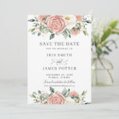Chic Blush ElfenbeinblumenWedding Save the Date Ca Einladung (Stehend Vorderseite)