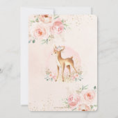 Chic Blush Floral Baby Deer Fawn Girl Baby Dusche Einladung (Rückseite)