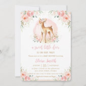 Chic Blush Floral Baby Deer Fawn Girl Baby Dusche Einladung (Vorderseite)