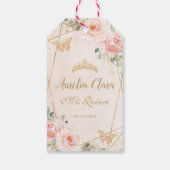 Chic Blush Floral Butterfliegen Quinceanera Gefall Geschenkanhänger (Rückseite)