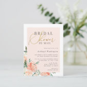 Chic Blush Floral Gold Brautparty per Mail Einladungspostkarte (Stehend Vorderseite)