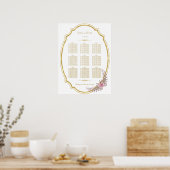 Chic Blush Floral Gold Rahmen Seekarte Poster (Küche)