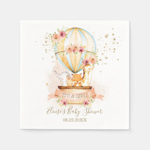 Chic Blush Floral Hot Air Ballon Baby Animes Serviette