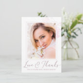 Chic Blush Floral Wasserfarbe Foto Brautparty Dankeskarte (Stehend Vorderseite)