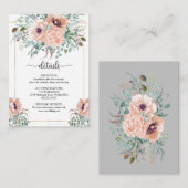 Chic Blush Floral Wedding Card Begleitkarte (Vorne/Hinten)