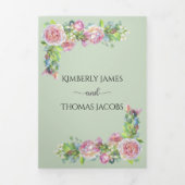 Chic Blush Floral Wedding Drei-Falten Einladung (Cover)